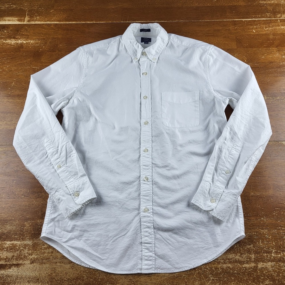 J.Crew Factory Men's Classic Oxford Shirt White Long Sleeve Medium Button Down